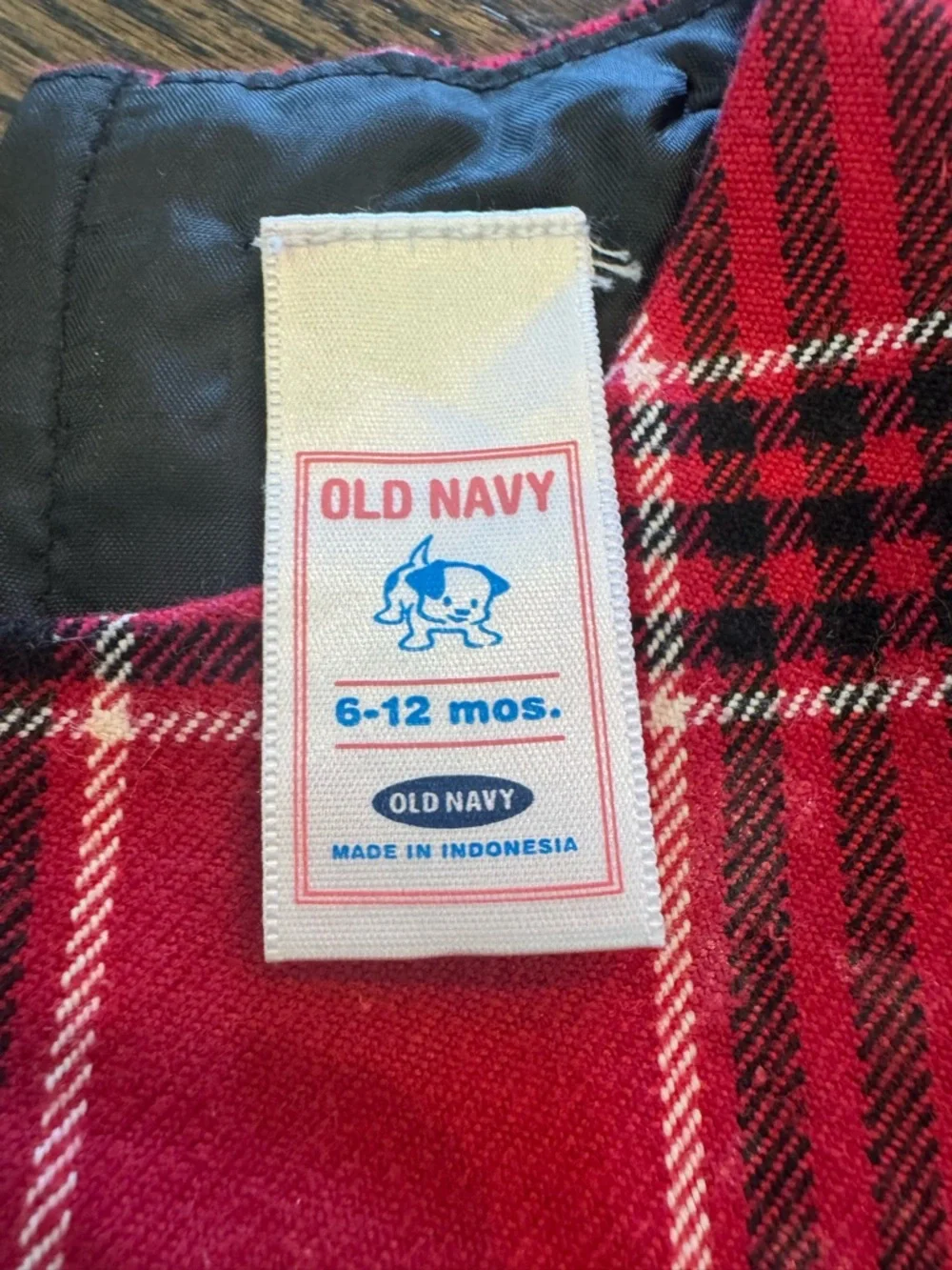 Old Navy Red Plaid Velvet-Trim Holiday Dress